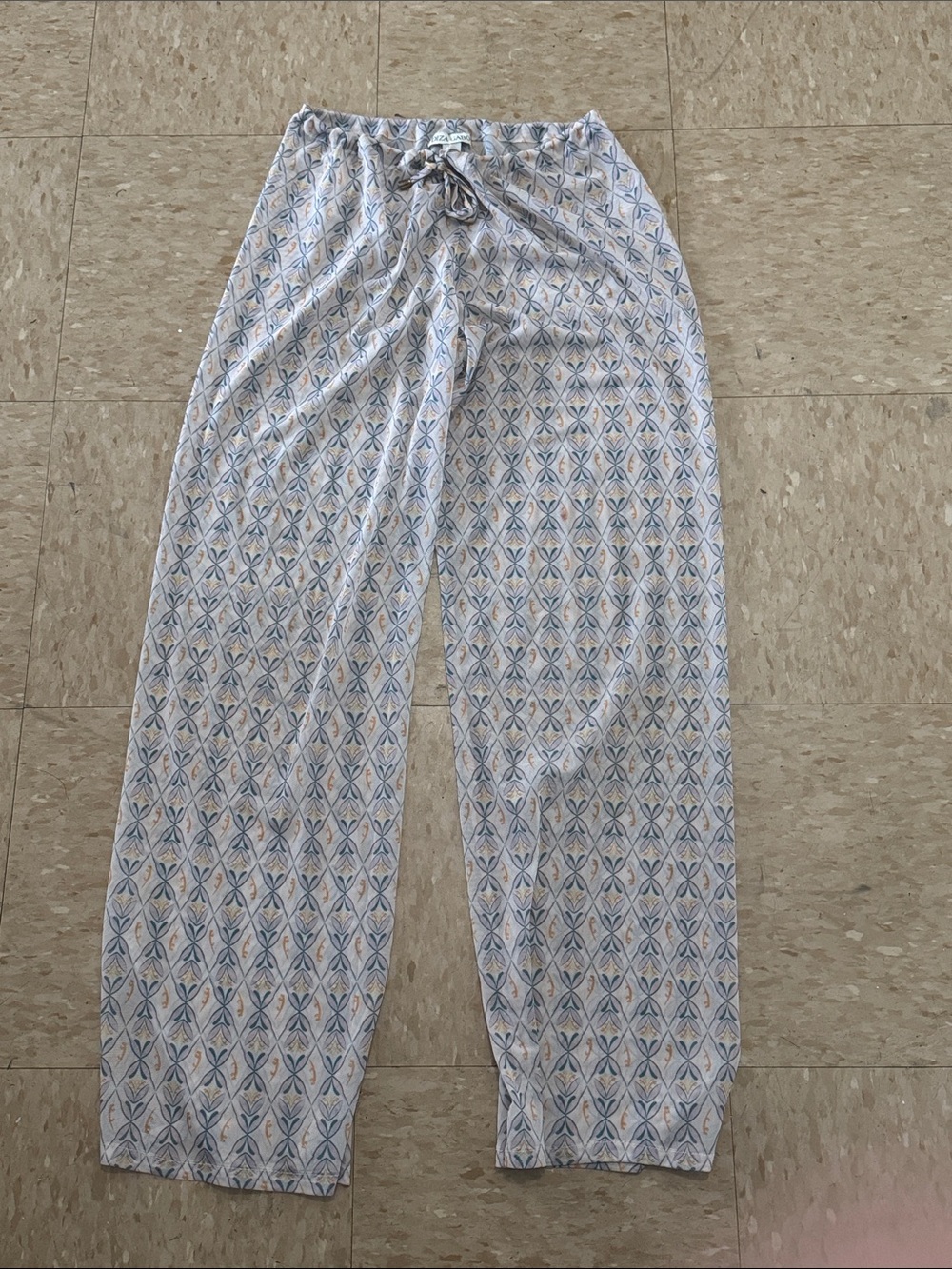 Women's Wide-Leg Lounge Pants in Light Blue Geometric Print